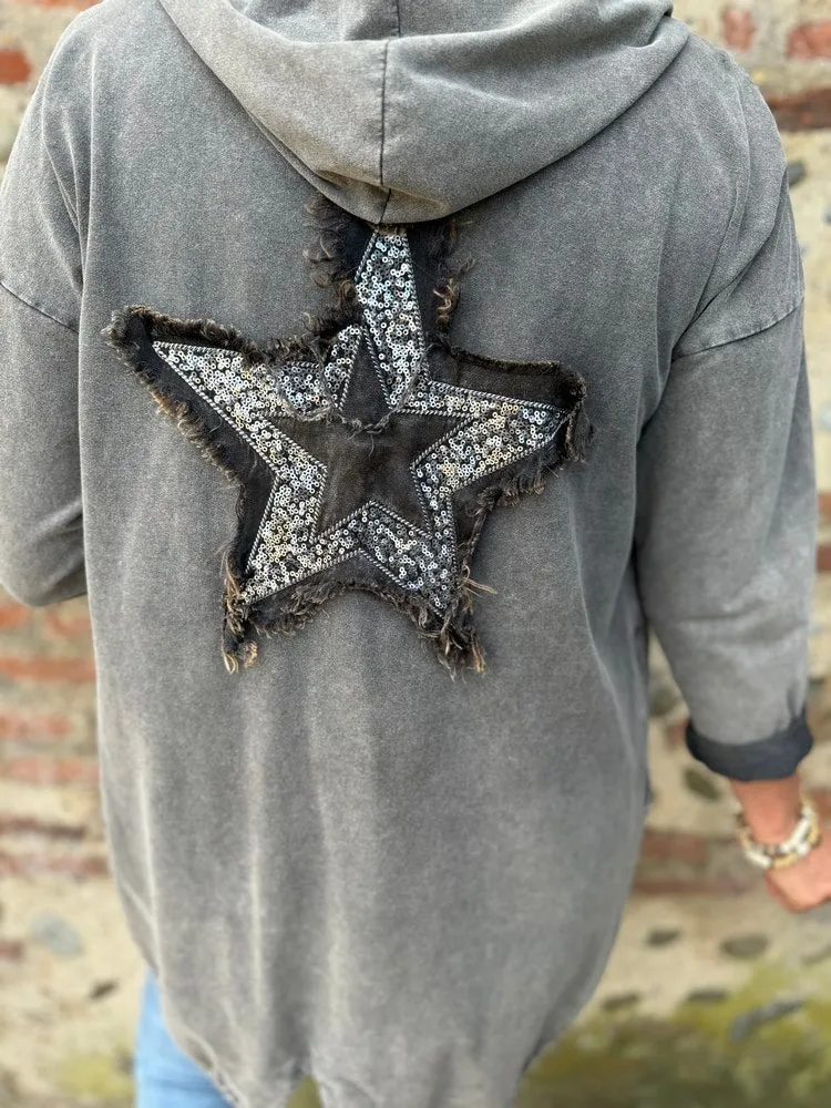 Veste Etoile à capuche gris délavé