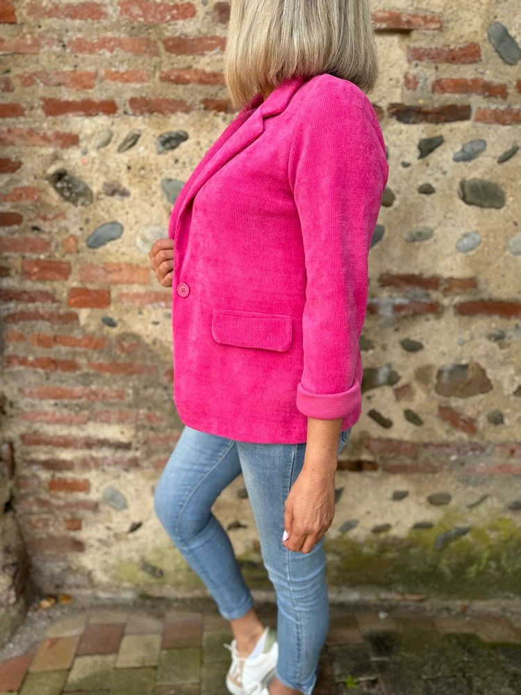 Veste tailleur en velours Sandra fuchsia
