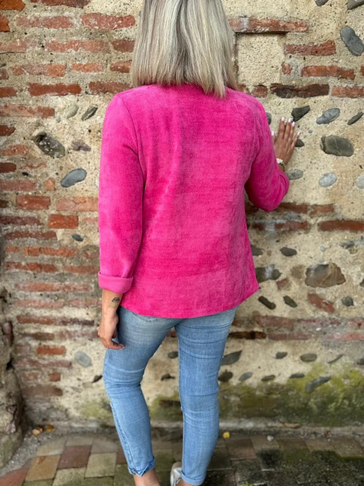 Veste tailleur en velours Sandra fuchsia