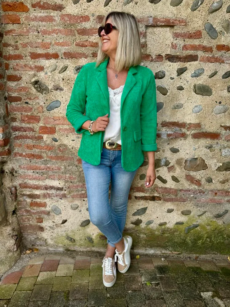 Veste tailleur en velours Sandra vert brésil