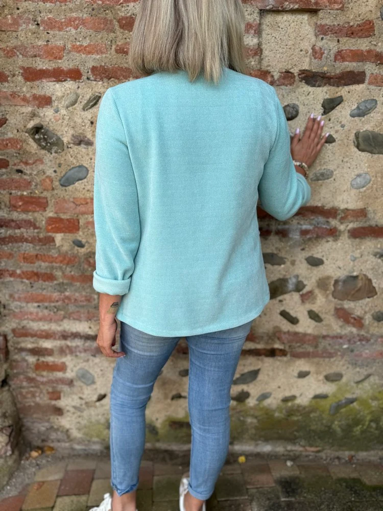 Veste tailleur en velours Sandra vert d'eau