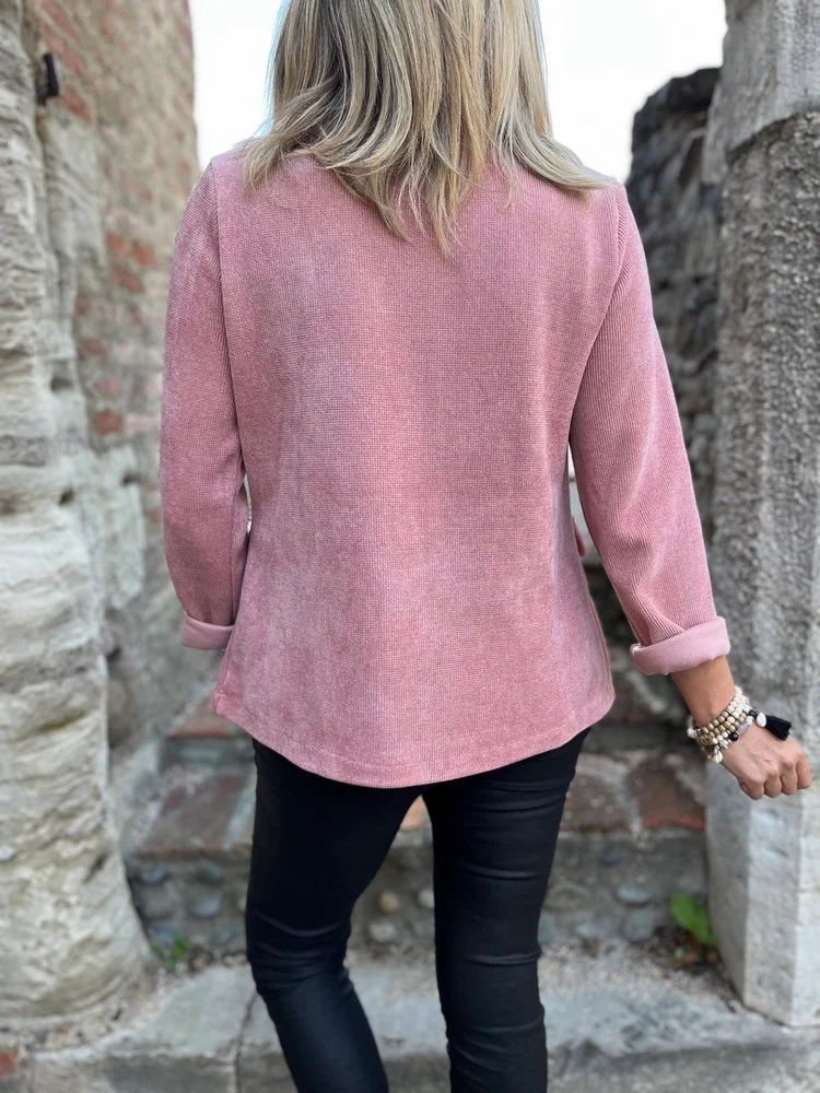 Veste tailleur en velours Sandra vieux rose