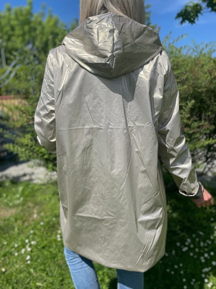 Veste imperméable Laura réversible longue kaki et doré