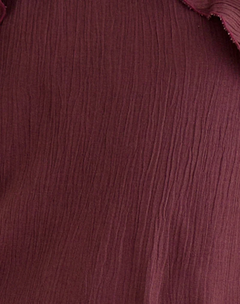 Haut à col licou « Rowdy » en tissu froissé couleur prune