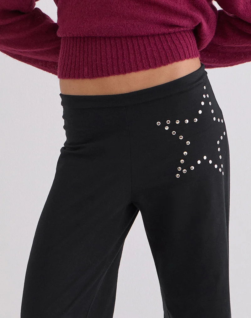 Pantalon évasé Mindi noir à étoiles
