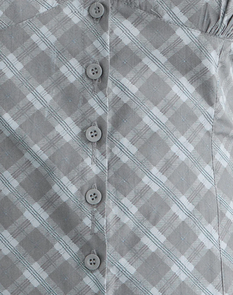 Chemise Kadeka en popeline à carreaux obliques gris