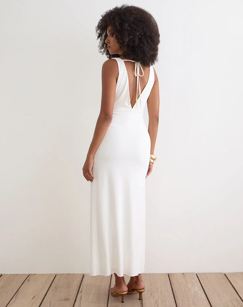 Robe longue Georgina en cupro blanc cassé