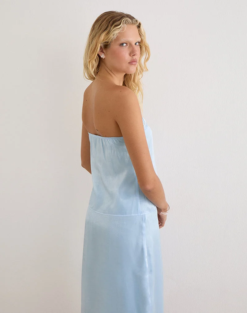 Haut « Vars » en organza satiné bleu clair