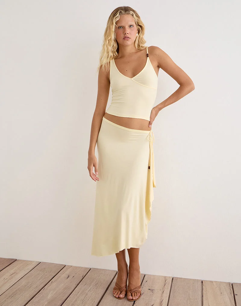 Haut Fara avec perles, en jersey couleur citron