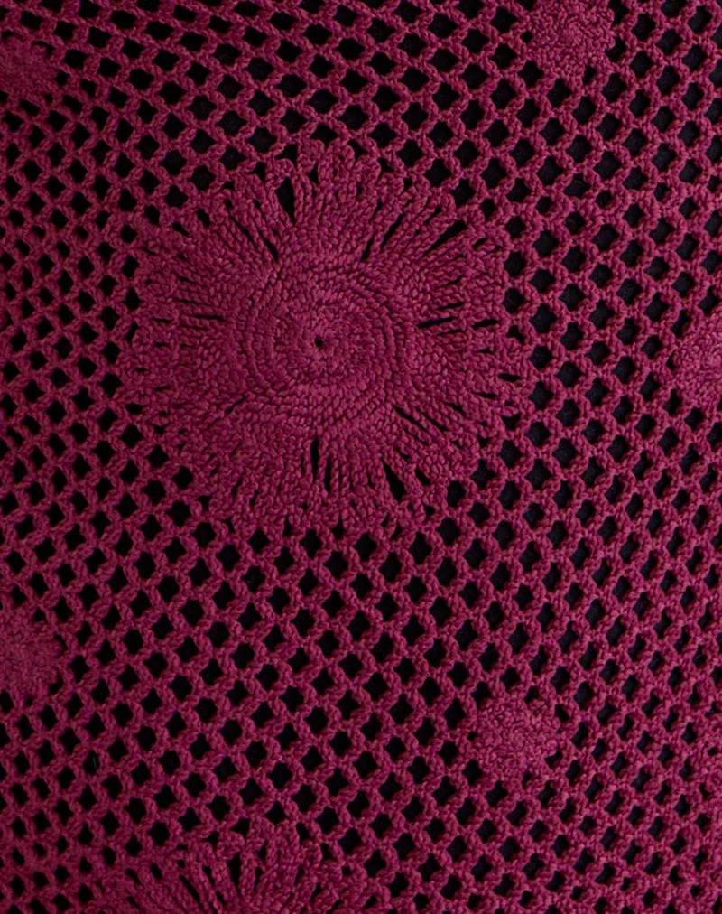 Mini-robe Kaku en maille crochetée couleur Zinfandel