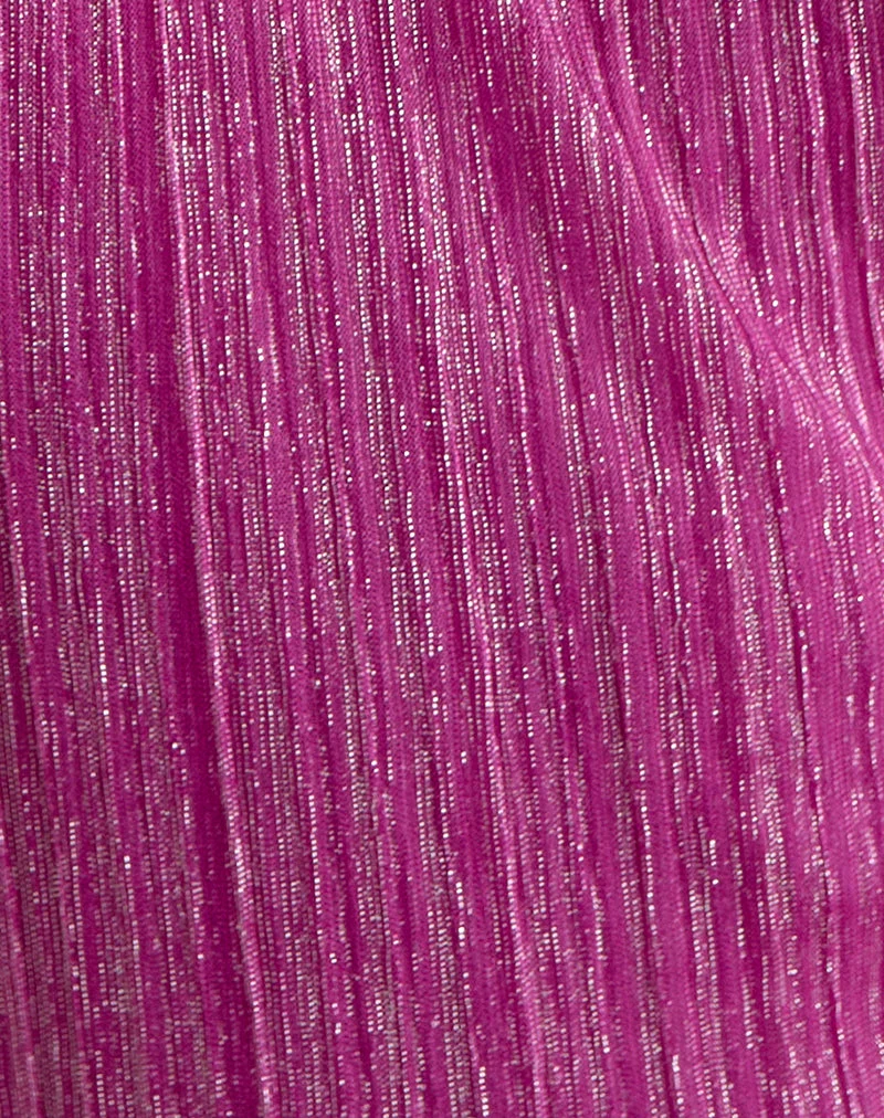 Mini-robe Cerita à perles, plissée irisée, rose vif