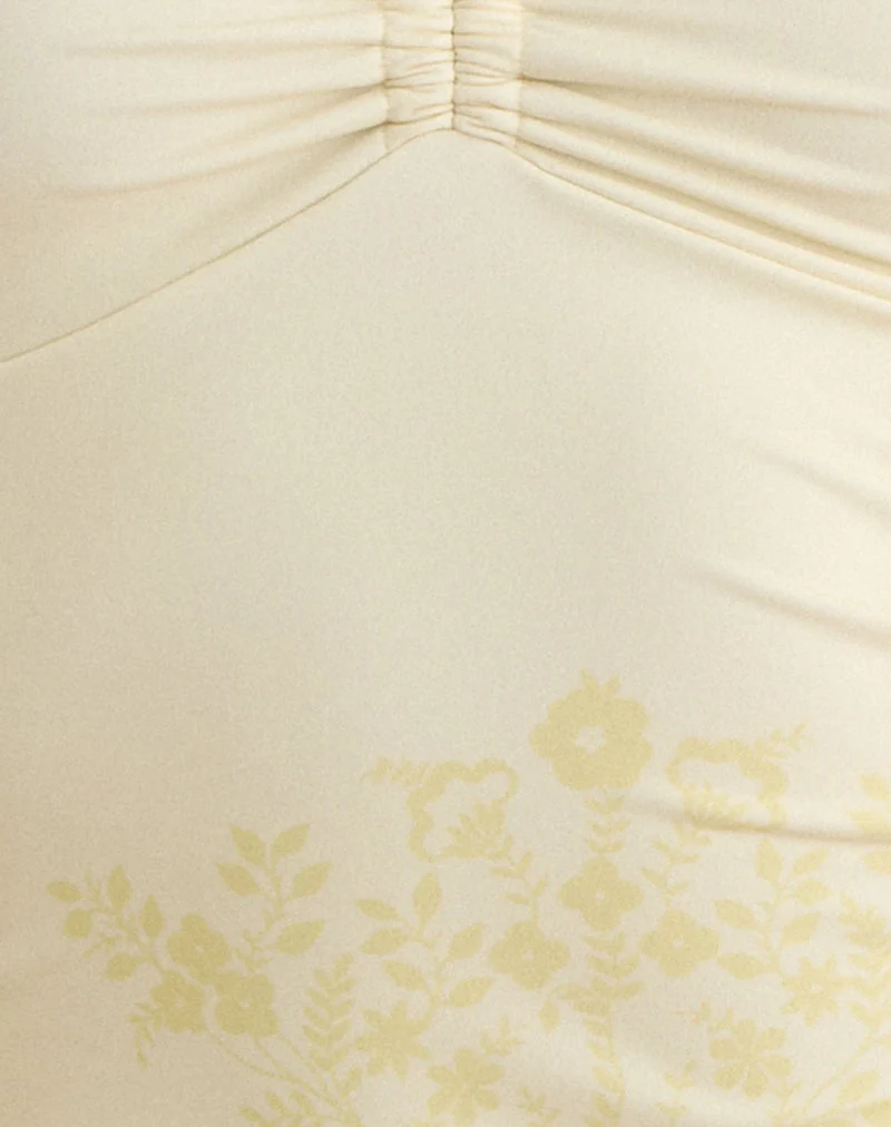 Tankini Nulhi jaune pâle à imprimé floral vintage
