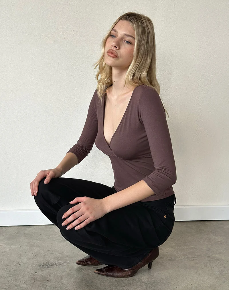 Haut croisé Trudis en jersey de rayonne, couleur « Peppercorn »