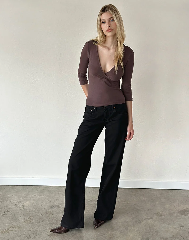 Haut croisé Trudis en jersey de rayonne, couleur « Peppercorn »