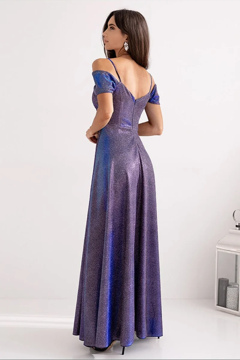 Robe de soirée paillette longue fendue