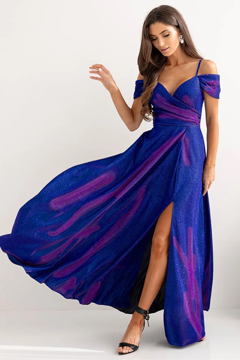 Robe de soirée paillette longue fendue