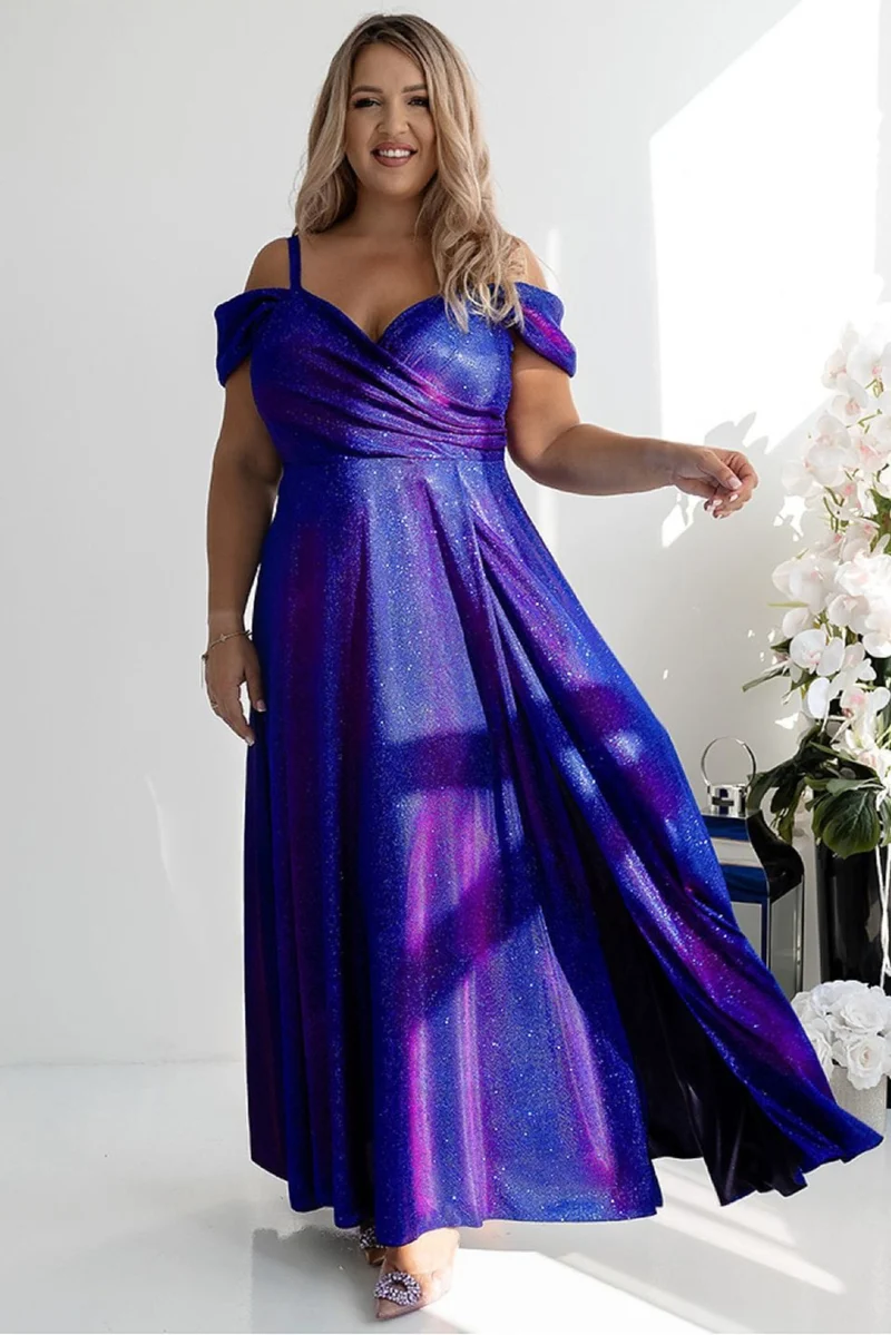 Robe de soirée paillette longue fendue