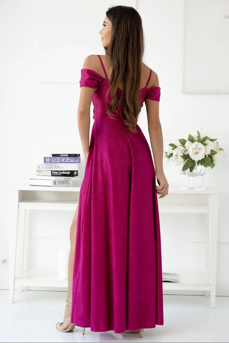 Robe de soirée paillette longue fendue