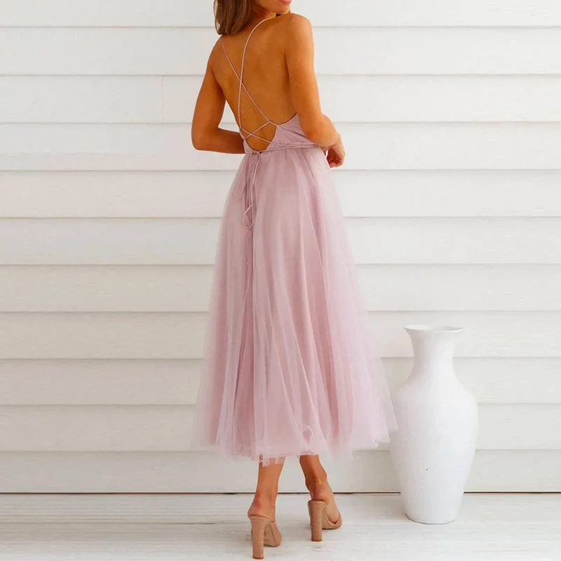 Robe invitée mariage dos nu évasée