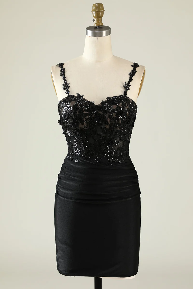 Robe fourreau vert foncé à épaules dénudées avec appliques, robe de soirée élégante