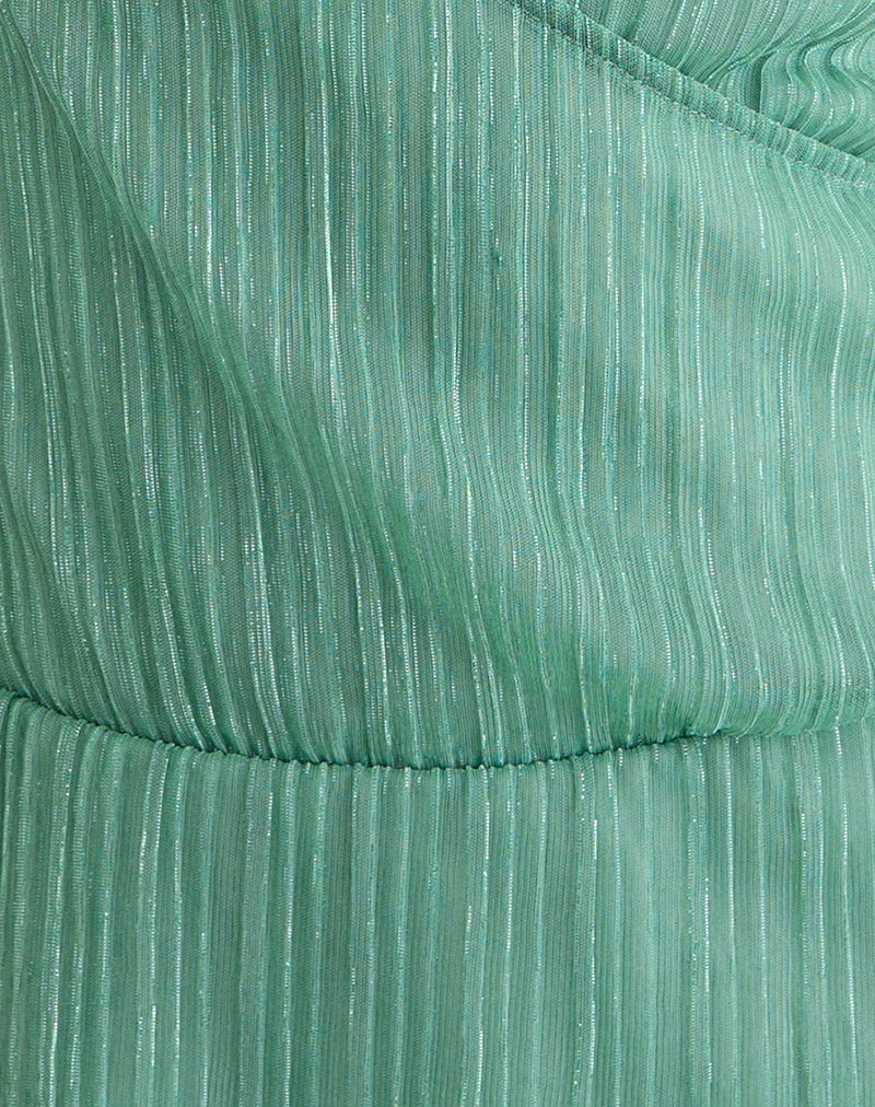 Haut cache-cœur « Plunge » Layu, modèle « Plissé » turquoise