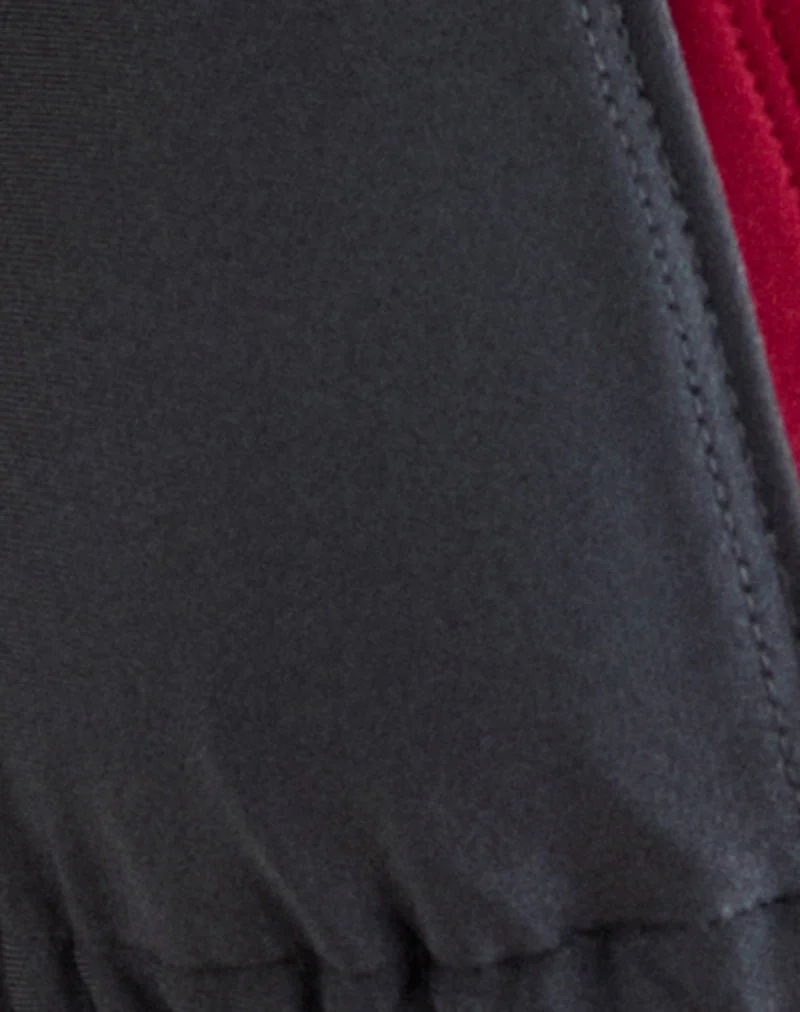Haut de bikini double épaisseur Pada, couleur anthracite et rouge