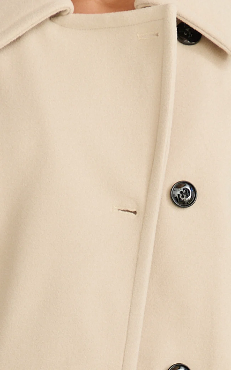 Rina Coat - Oversized Three Button Front Closure Coat in Cream