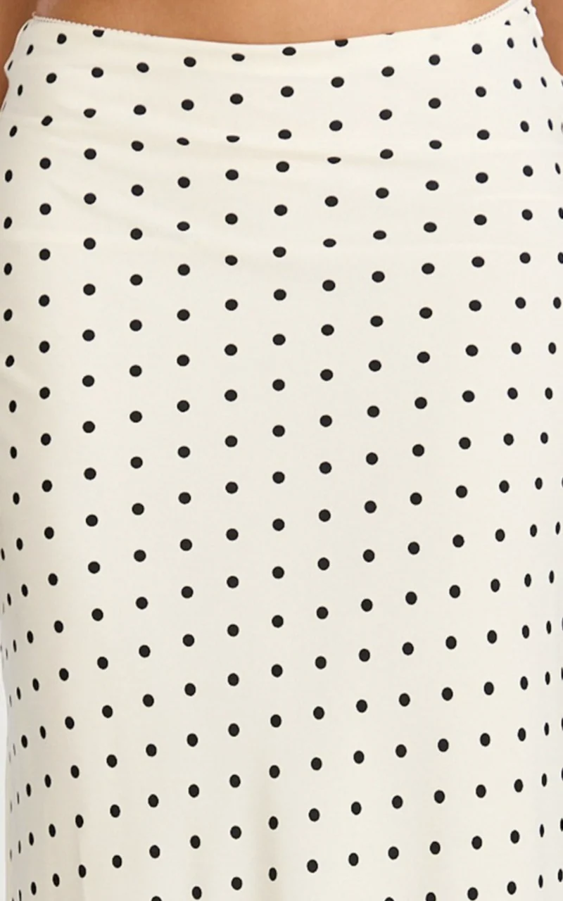 Charlotte Maxi Skirt - Polka Dot Skirt in White & Black Polka Dots