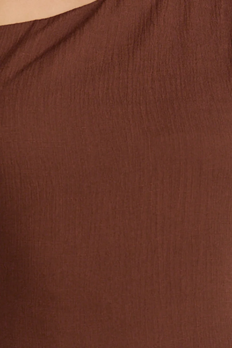 Aurelie Maxi Dress - Off Shoulder Column Dress in Chocolate