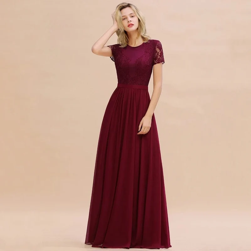 Robe demoiselle d'honneur chic manches courtes
