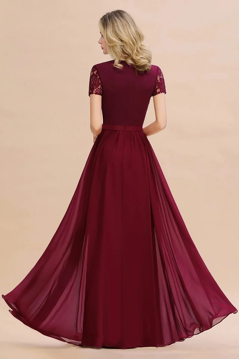 Robe demoiselle d'honneur chic manches courtes