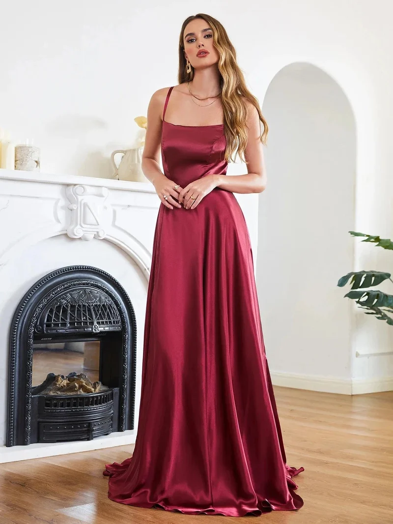 Robe invitée mariage longue soyeuse fendue