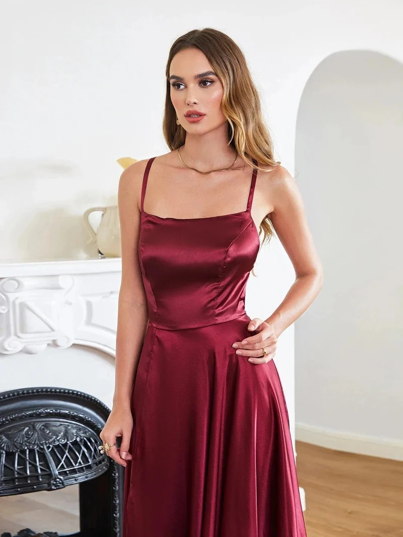 Robe invitée mariage longue soyeuse fendue