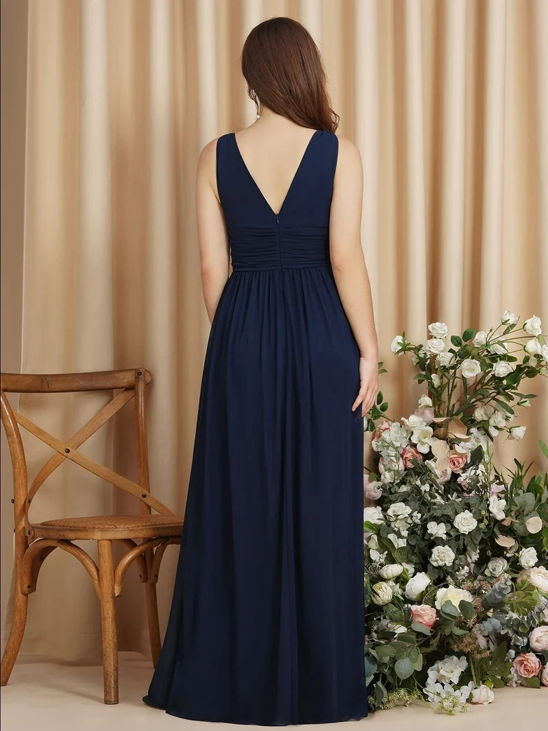 Robe demoiselle d'honneur bleue marine longue
