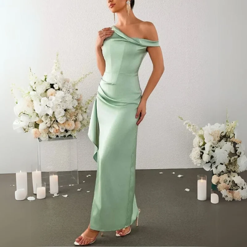 Robe invitée mariage vert sauge longue