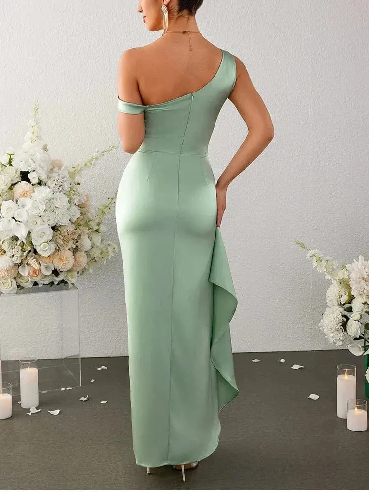 Robe invitée mariage vert sauge longue