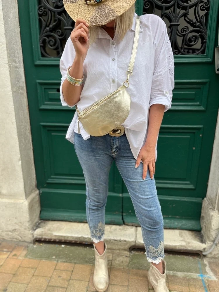 Banane Tosca M/L en cuir doré