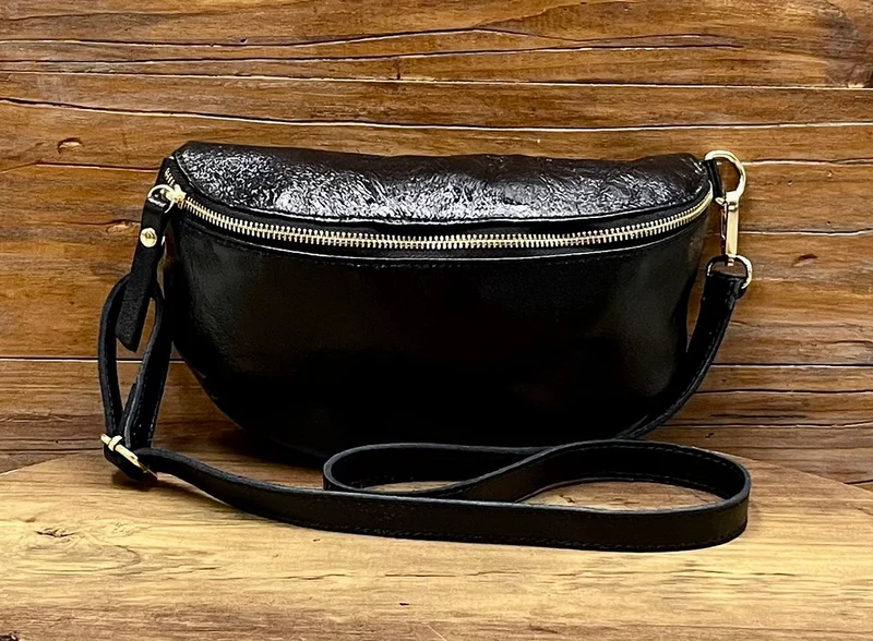 Banane Tosca M/L en cuir noir
