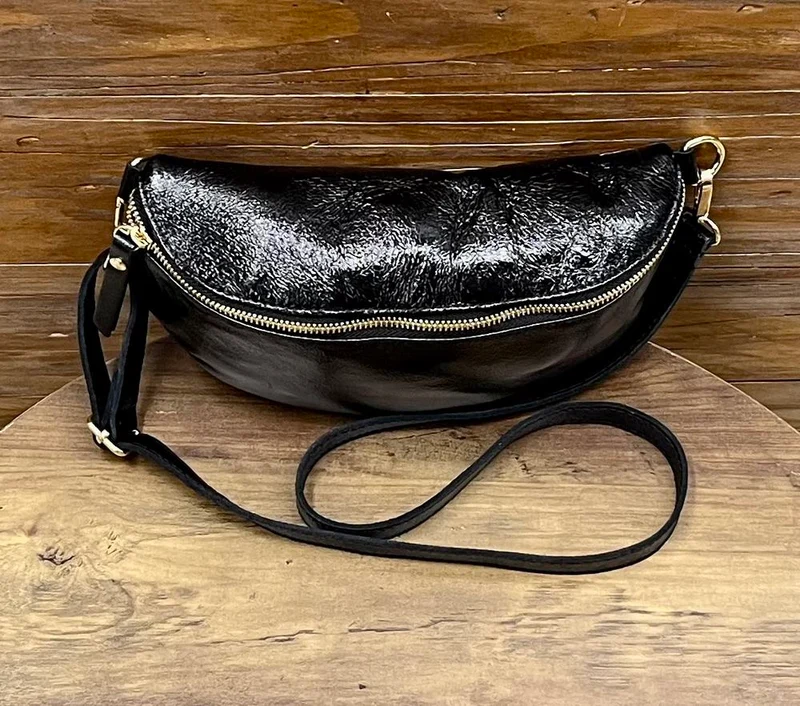 Banane Tosca M/L en cuir noir