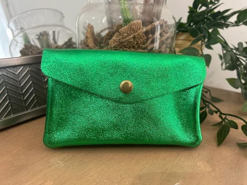 Porte monnaie Rico en cuir vert brésil