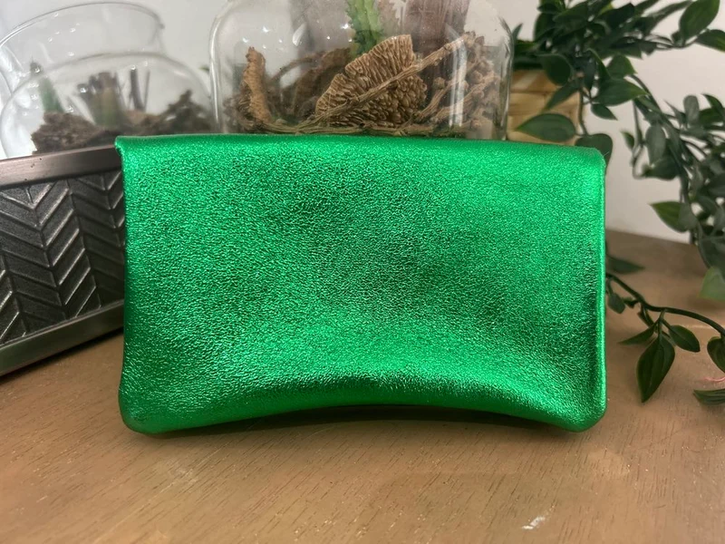 Porte monnaie Rico en cuir vert brésil