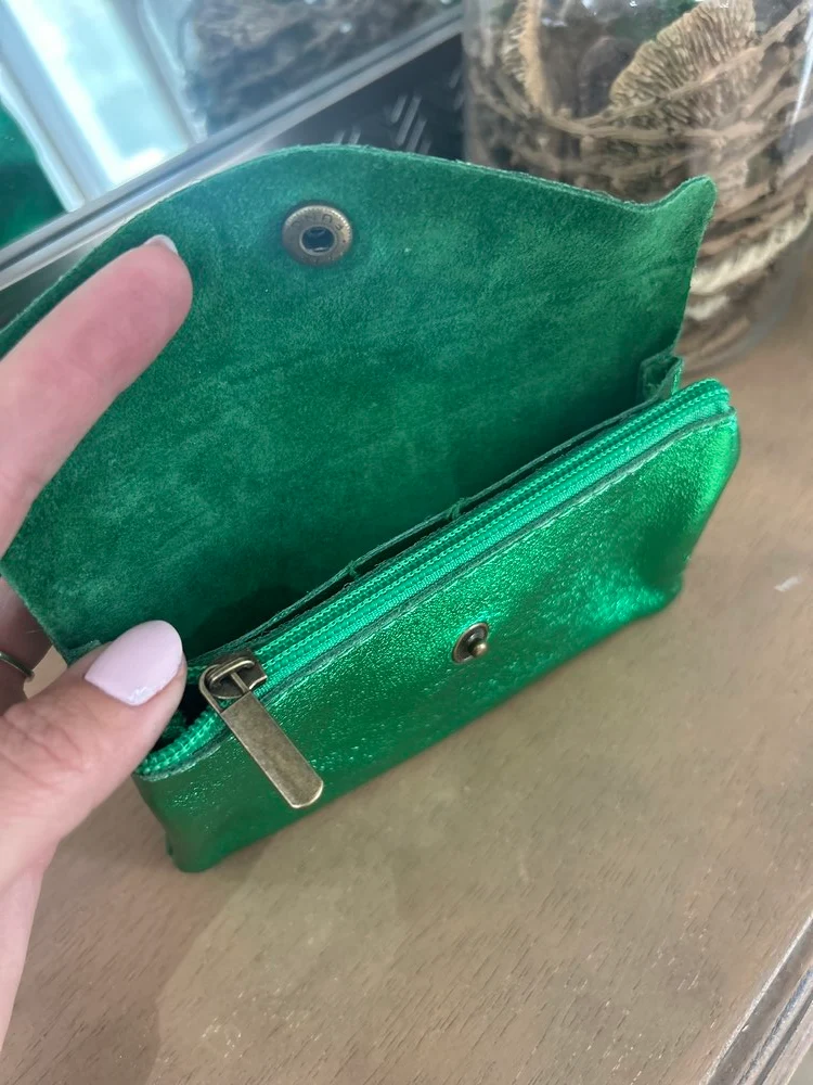 Porte monnaie Rico en cuir vert brésil