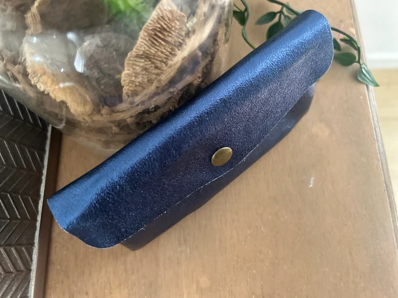 Porte monnaie Rico en cuir bleu marine