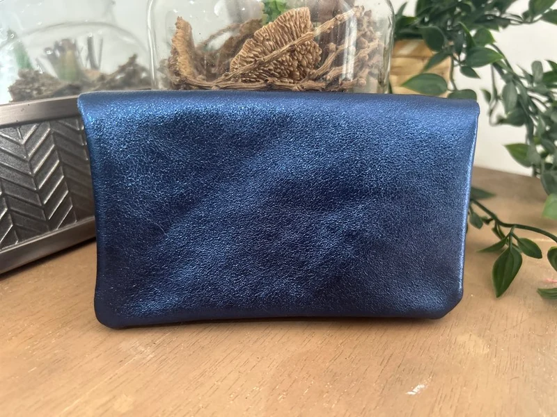 Porte monnaie Rico en cuir bleu marine