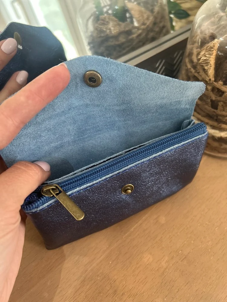Porte monnaie Rico en cuir bleu marine