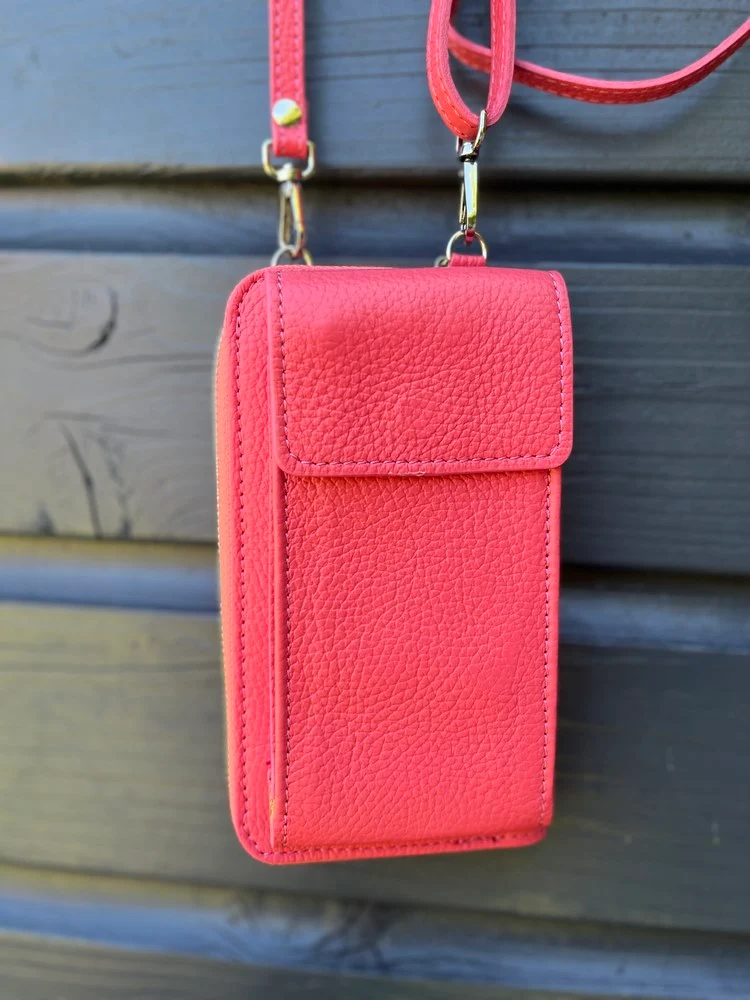 Portefeuille range téléphone en cuir Tonio rose