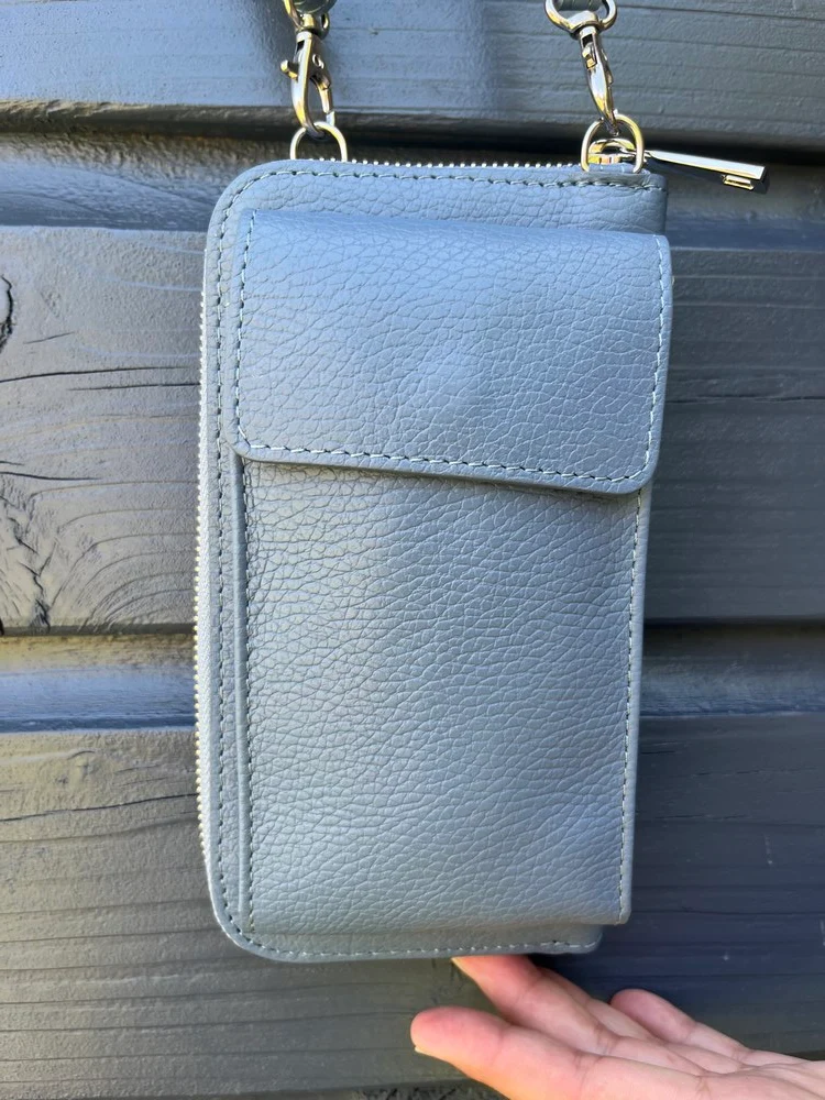 Portefeuille range téléphone en cuir Tonio bleu