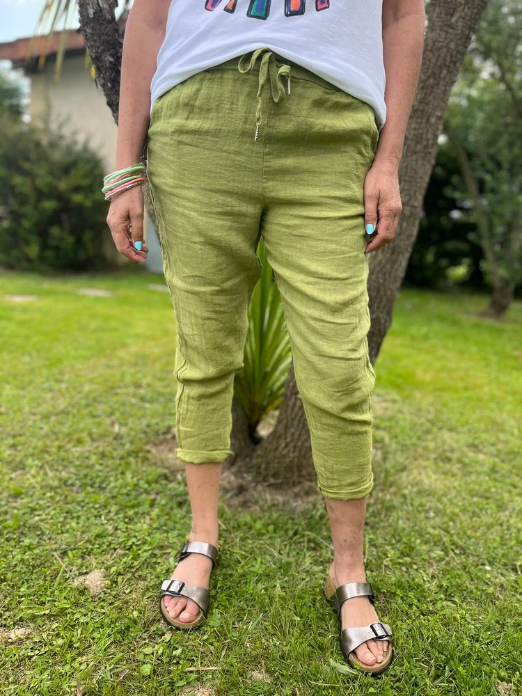 Pantalon en lin Tio pistache