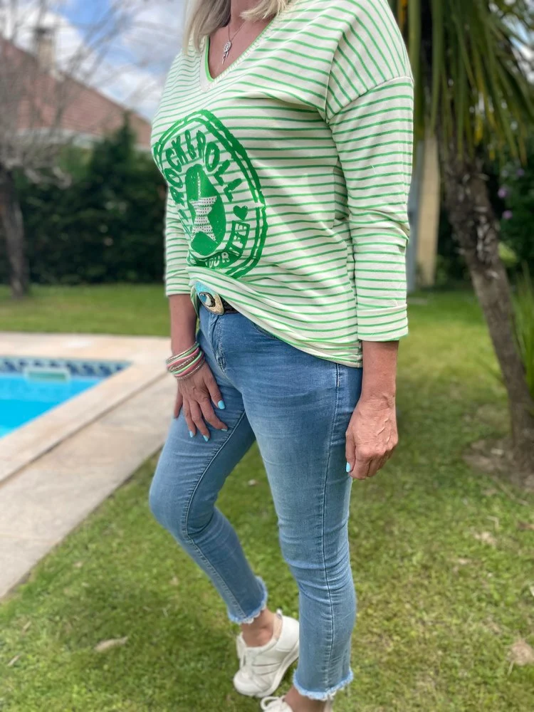 Sweat rayé Rock&Roll vert