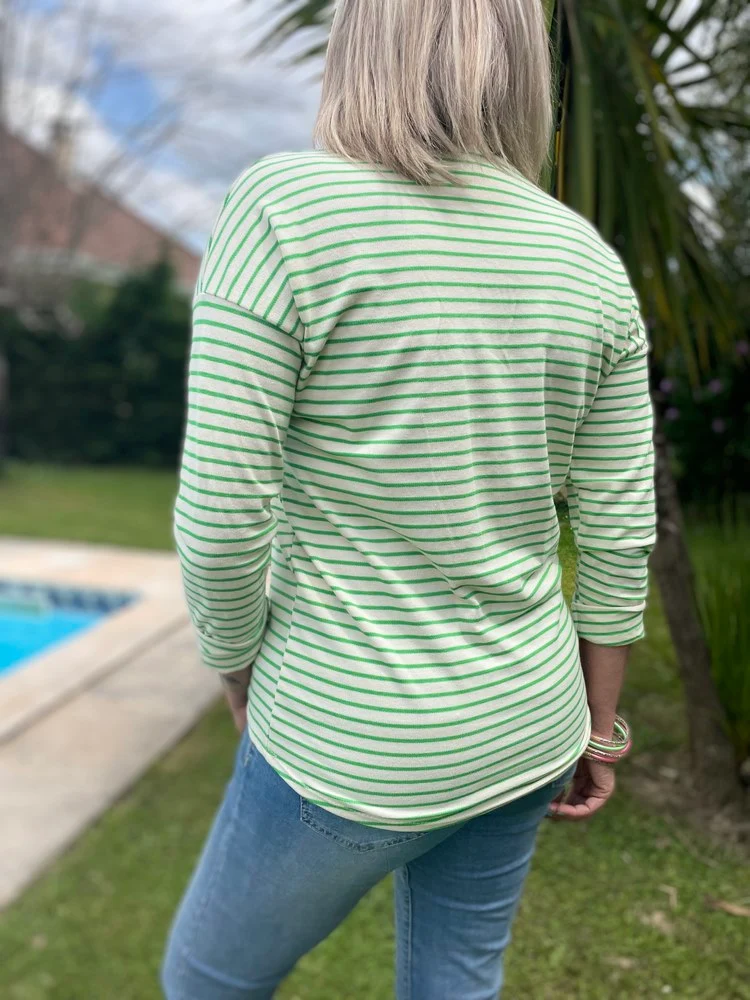 Sweat rayé Rock&Roll vert
